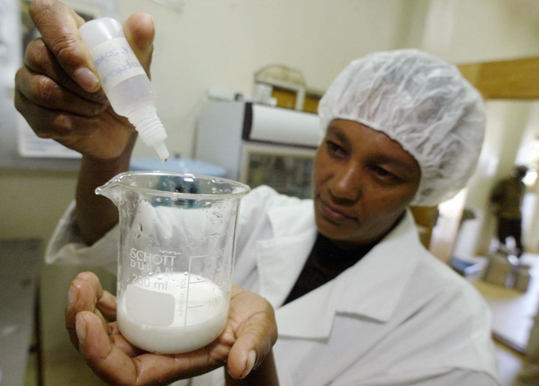 Camel milk is tested for impurities in Kenya where the drink is also gaining popularity.