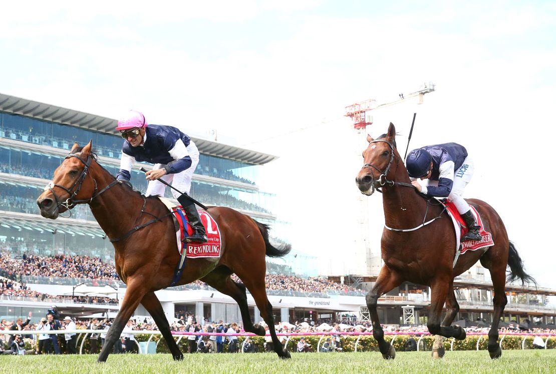 Corey Brown rode Rekindling to victory in the Melbourne Cup at Flemington in 2017.