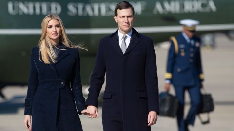 Ivanka Trump and Jared Kushner, White House Senior Advisers, walk to Air Force One prior to departure with US President Donald Trump and first lady Melania Trump from Joint Base Andrews in Maryland, October 30, 2018, as they travel to Pittsburgh, Pennsylvania, following the shooting at the Tree of Life Synagogue. (Photo by SAUL LOEB / AFP,      Getty Images)