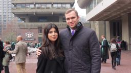 Durham University PhD student Matthew Hedges and his wife Daniela Tejada in London.