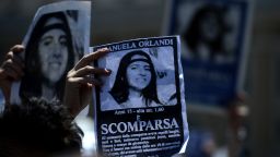 A demonstrator holds a poster of Emanuela Orlandi reading "Missing" during Pope Benedict XVI's Regina Coeli noon prayer in St. Peter's square, at the Vatican on May 27, 2012. Fifteen-year-old Emanuela Orlandi, the daughter of a Vatican messenger who lived with his family in Vatican City, disappeared 25 years ago (June 22, 1983) when she went to a music lesson..   AFP PHOTO/ FILIPPO MONTEFORTE        (Photo credit should read FILIPPO MONTEFORTE/AFP/GettyImages)