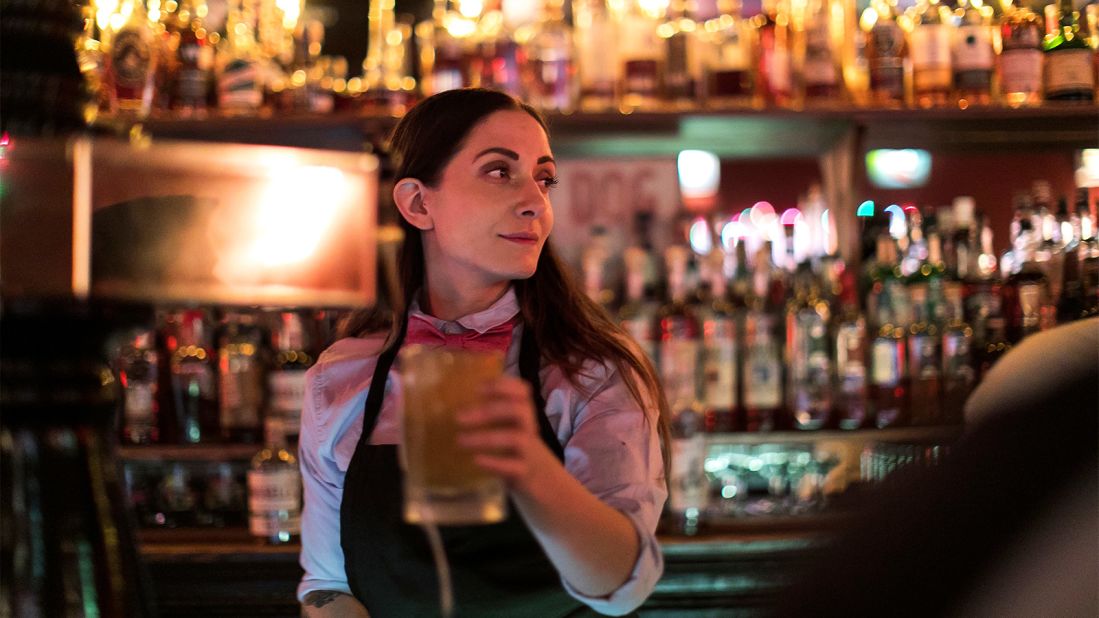 <strong>Got the look</strong><strong>:</strong> Bartenders wore Moe-inspired bowties and aprons.