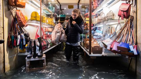 Floodwaters in Venice reached 156 centimeters above average sea level at their peak.