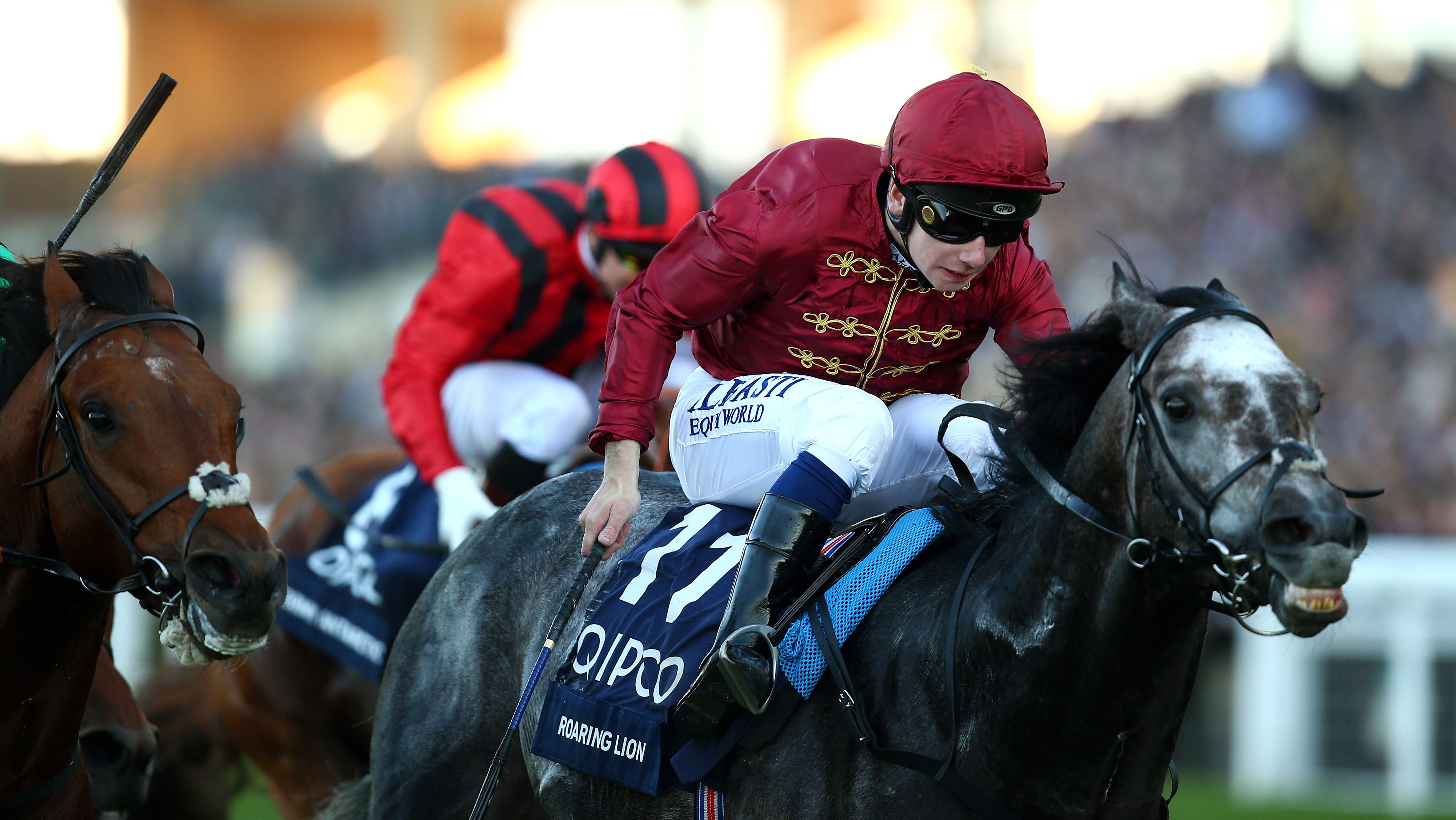 Oisin Murphy rides Roaring Lion to victory in the Queen Elizabeth II Stakes on Champions Day at Ascot.