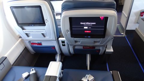In first class, the A220 offers the largest seatback in-flight entertainment screens in Delta's fleet.