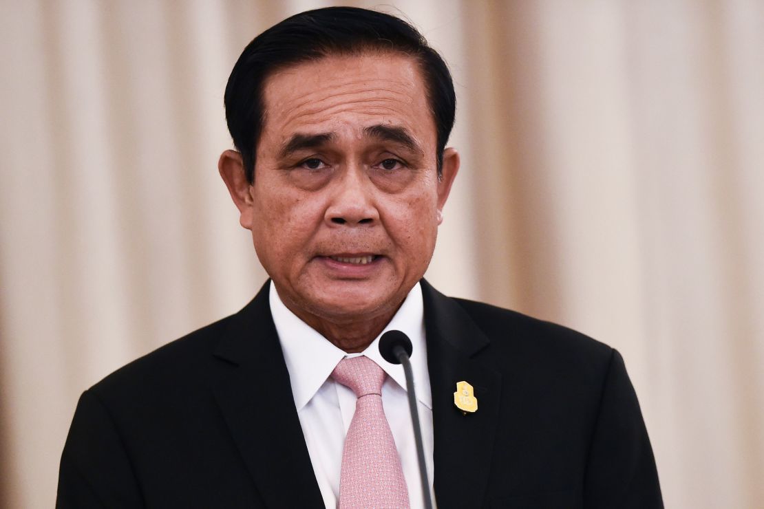 Thai Prime Minister Prayut Chan-O-Cha speaks during a joint press conference at the Government House in Bangkok on Oct. 24, 2018. 