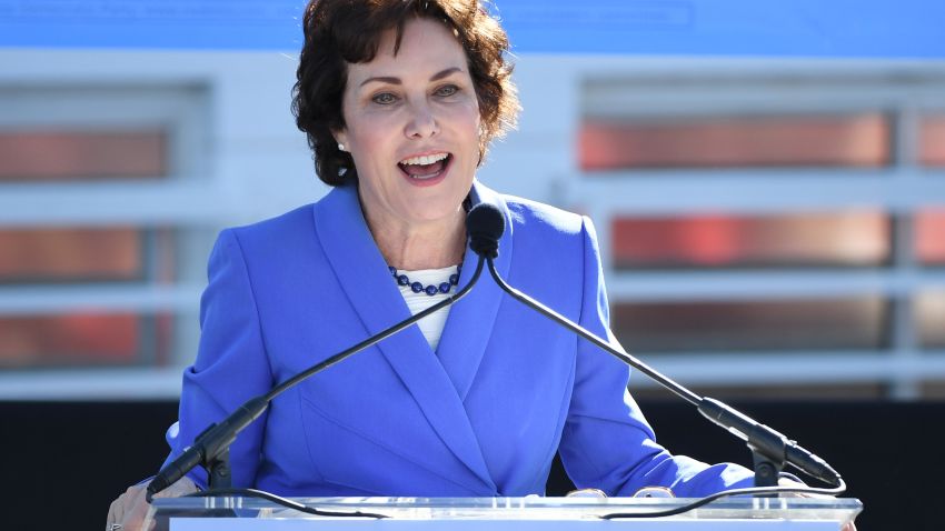 LAS VEGAS, NV - OCTOBER 20:  U.S. Rep. and U.S. Senate candidate Jacky Rosen (D-NV) speaks during a rally at the Culinary Workers Union Hall Local 226 featuring former U.S. Vice President Joe Biden on October 20, 2018 in Las Vegas, Nevada. Early voting for the midterm elections in Nevada begins today. (Photo by Ethan Miller/Getty Images)
