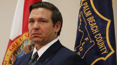 Republican candidate for Florida governor Ron DeSantis waits to be introduced during an event put on by the Police Benevolent Association in Palm Beach County last month in West Palm Beach, Florida.