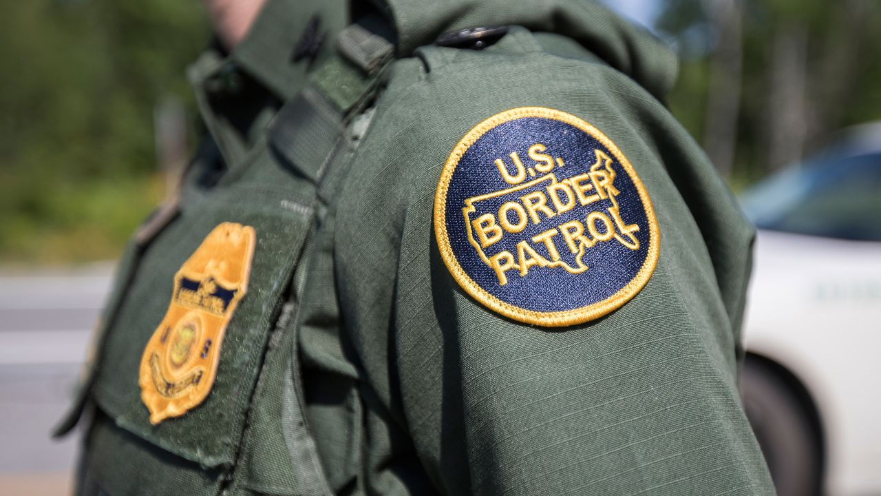 A patch on the uniform of a U.S. Border Patrol agent at a highway checkpoint on August 1, 2018 in West Enfield, Maine.