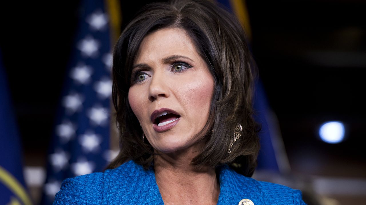 UNITED STATES - JANUARY 27: Rep. Kristi Noem, R-S.D., speaks during a news conference in the Capitol Visitor Center on legislation to end human trafficking, January 27, 2015.