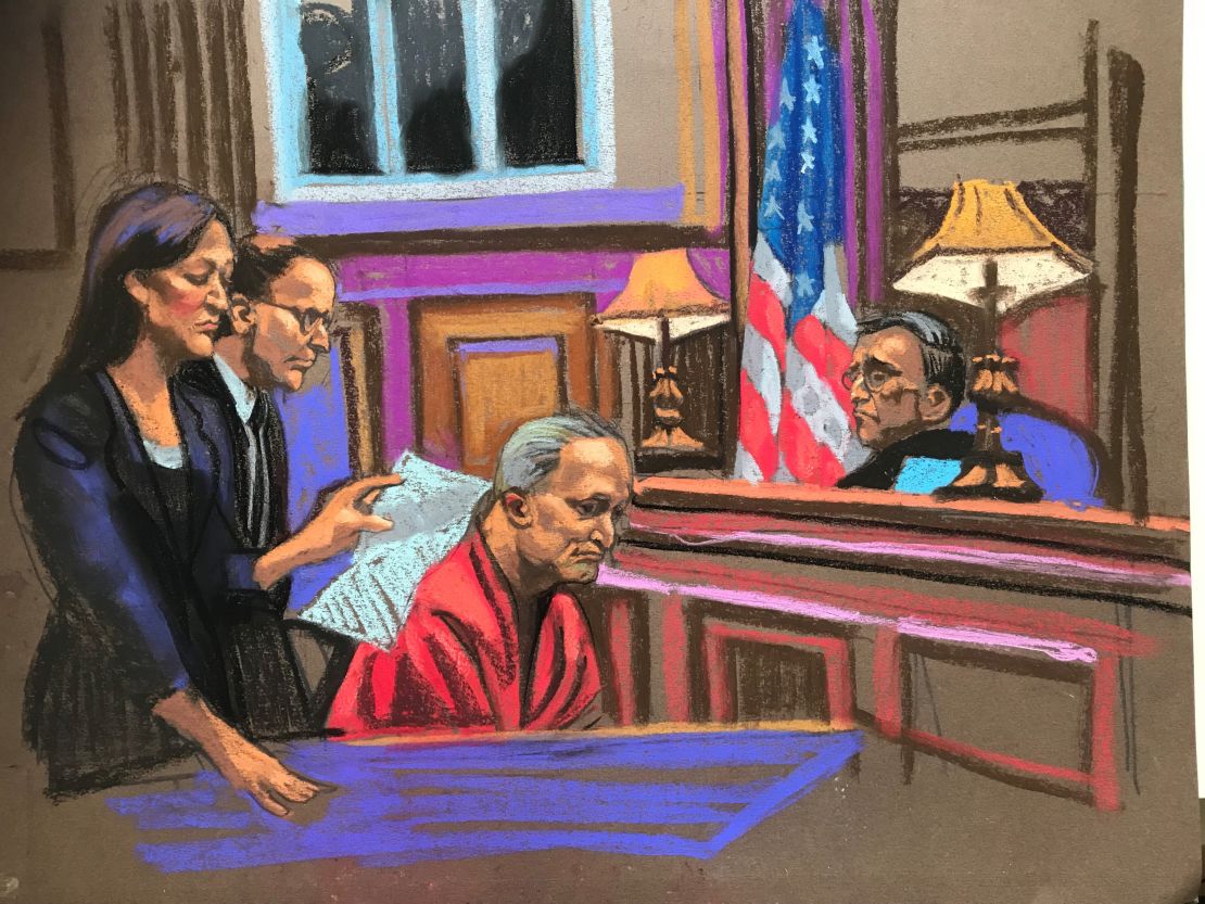 Pittsburgh synagogue shooting suspect Robert Bowers, in an artist's sketch, pleads not guilty Thursday.