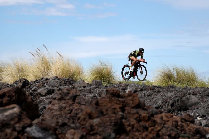 After completing the swim, athletes then embark on a 112-mile bike ride across the scorched island. 