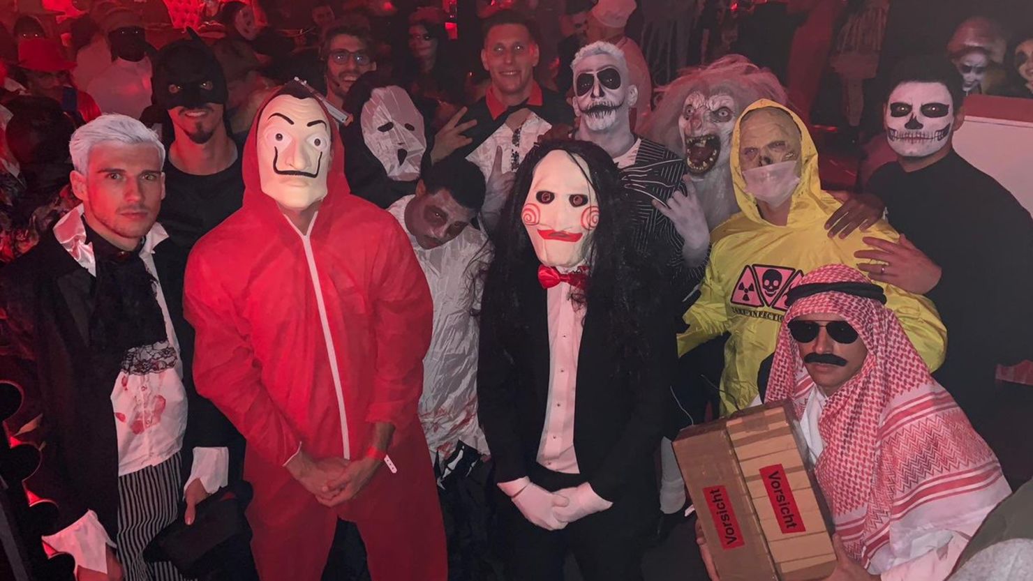The photo of Bayern Munich's Halloween fancy dress party posted on the club's Twitter account.