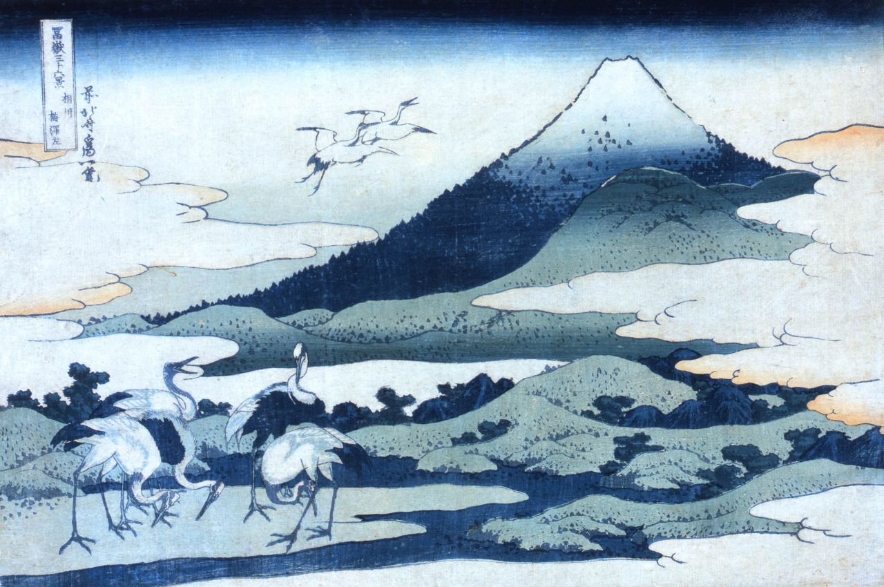 "Umezawa Manor in Sagami Province," another print from Hokusai's collection "Thirty-six Views of Mount Fuji."