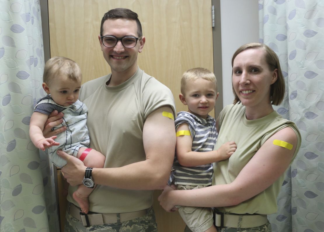 The Sidaris with sons Cameron and Tristan after getting flu shots this fall.