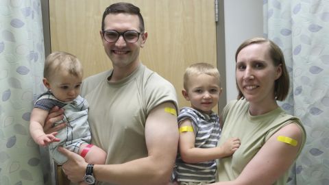 The Sidaris with sons Cameron and Tristan after getting flu shots this fall.