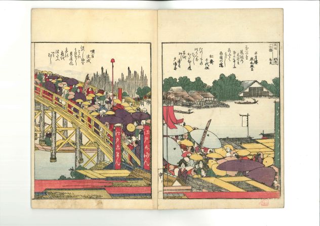 In the earlier stages of his career, Hokusai worked on a number of brightly colored illustrated books.