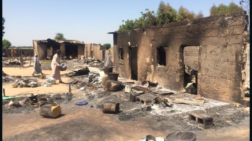 A resident in Kofa village in the outskirts of Maiduguri, in Borno State where Boko Haram militants burnt houses and shot at people on October 31, 2018.