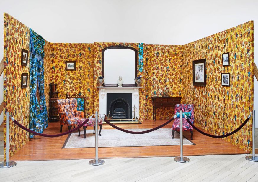 "The Victorian Philanthropist's Parlour," 1996 - 1997. Shonibare uses the wax prints to further illustrate the trade history between Africa and Europe. 