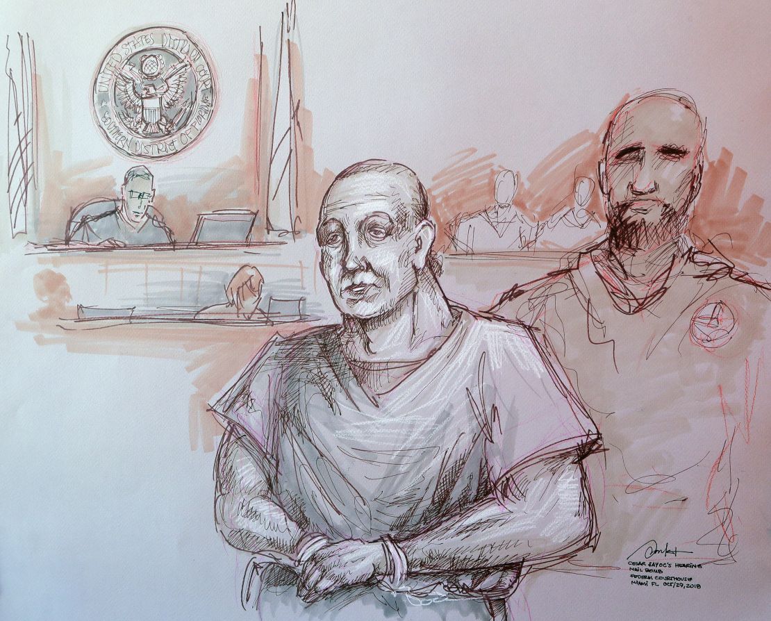 Cesar Sayoc appeared in a federal court in Miami on Monday.