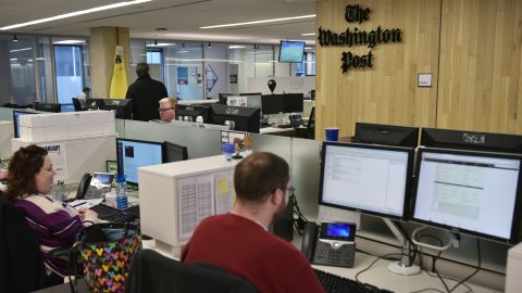 The Washington Post newsroom is seen following the inauguration of its headquarters on January 28, 2016 in Washington, DC.