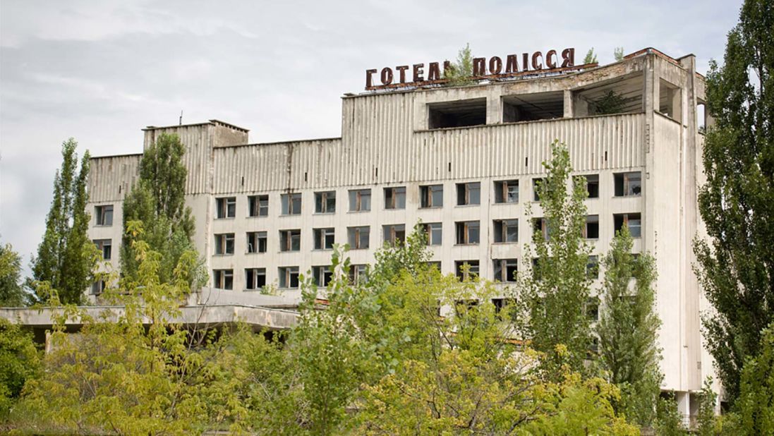 <strong>Hotel Polissya, Pripyat, Ukraine: </strong>This then 10-year-old hotel was evacuated along with the rest of Pripyat after the explosion of the Chernobyl reactor nearby. Today, "disaster tourists" climb to the roof for views across the desolate city.