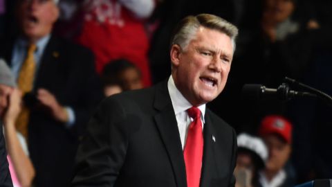 Republican Congressional candidate for North Carolina's 9th District Mark Harris speaks during a "Make America Great Again" rally.