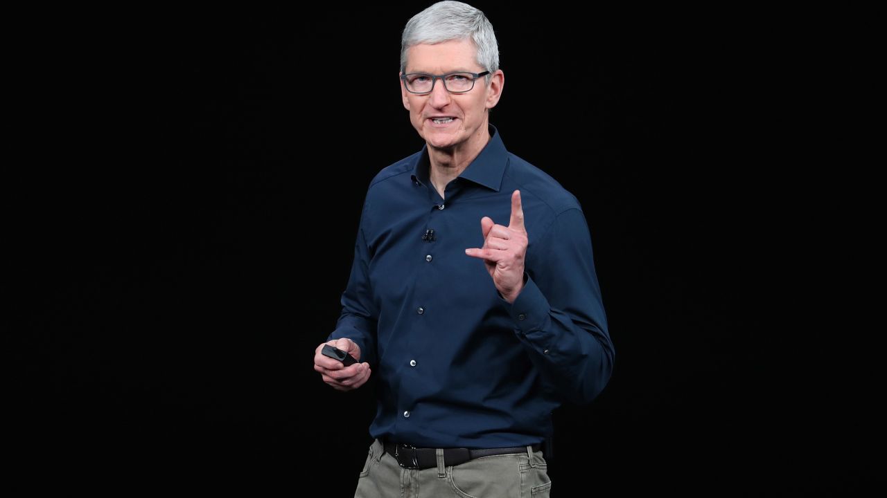 CUPERTINO, CALIFORNIA - SEPTEMBER 12:  Tim Cook, chief executive officer of Apple,  speaks during an Apple event at the Steve Jobs Theater at Apple Park on September 12, 2018 in Cupertino, California. Apple is expected to announce new iPhones with larger screens as well as other product upgrades.  (Photo by Justin Sullivan/Getty Images)