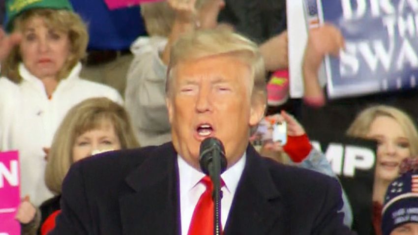 President Donald Trump at a rally in Huntington, West Virginia.