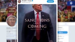 NS Slug: TRUMP TWEET:SANCTIONS ARE COMING  Synopsis: Trump tweets image with "Sanction are Coming"  Video Shows: Trump tweets image with "Sanction are Coming"     Keywords: POTUS
