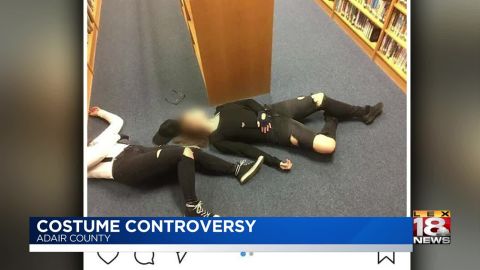 The two high school students in Adair County, Kentucky, were suspended after they came to school on Halloween dressed as the Columbine High School shooters. 