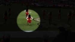 49ers cheerleader takes a knee during national anthem at Raiders