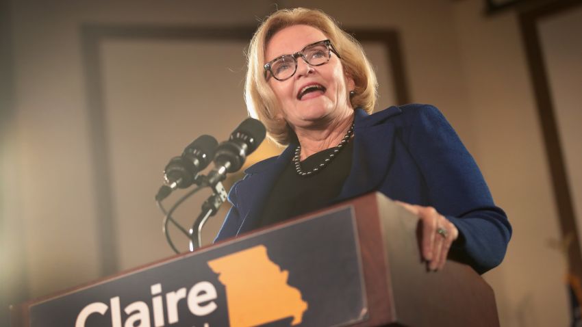 BRIDGETON, MO - OCTOBER 31:  Senator Claire McCaskill speaks to supporters at a "get out the vote" rally she held with former Vice President Joe Biden on October 31, 2018 in Bridgeton, Missouri. McCaskill is in a tight race with her Republican challenger Missouri Attorney General Josh Hawley.  (Photo by Scott Olson/Getty Images)