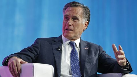 Mitt Romney is interviewed at the Silicon Slopes Tech Conference in January 2018 in Salt Lake City, Utah. (Photo by George Frey/Getty Images)