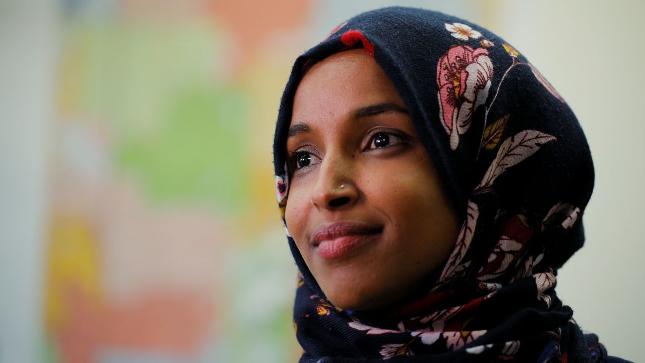 U.S. Democratic congressional candidate Ilhan Omar is interviewed by Reuters at a campaign office in Minneapolis, Minnesota, U.S., October 26, 2018. Picture taken October 26, 2018. REUTERS/Brian Snyder