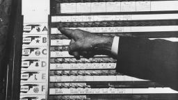 Circa 1950, mechanical voting machines took the place of paper ballots for elections in New York.  