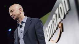 SEATTLE, WA - JUNE 18: Amazon.com founder and CEO Jeff Bezos presents the company's first smartphone, the Fire Phone, on June 18, 2014 in Seattle, Washington. The much-anticipated device is available for pre-order today and is available exclusively with AT