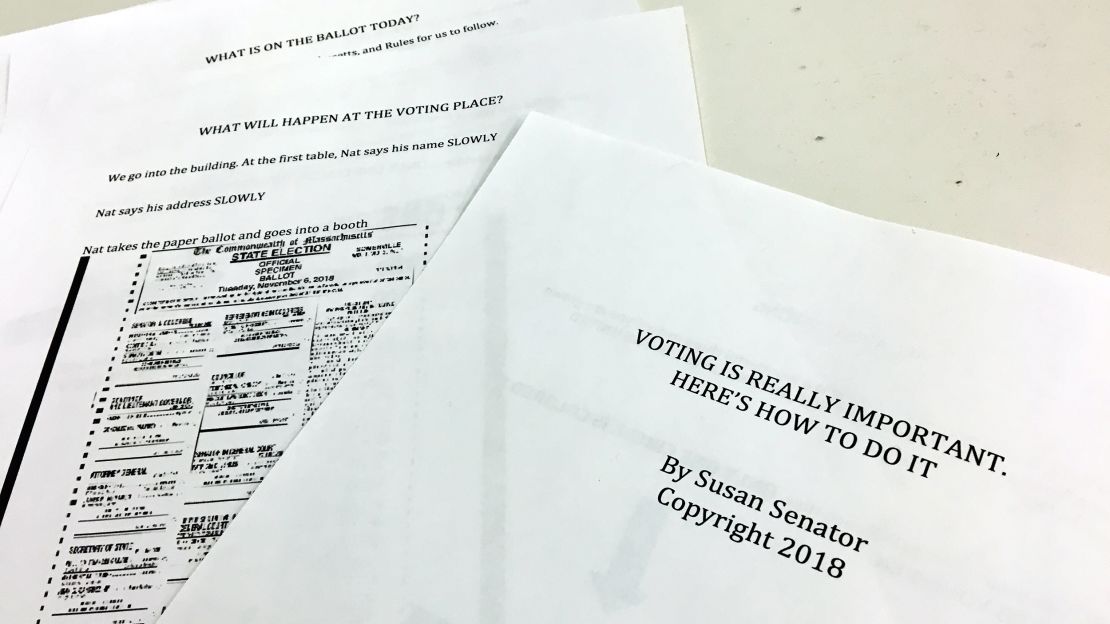 Susan Senator created a booklet about how to cast a ballot in the midterm elections for her son Nathaniel Batchelder, who was diagnosed with autism.