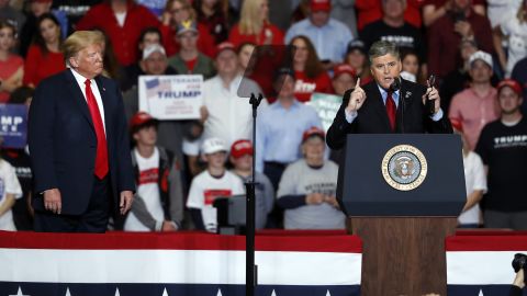 Fox News host Sean Hannity appeared on stage with President Donald Trump in Missouri just hours after having said he wouldn't do so.