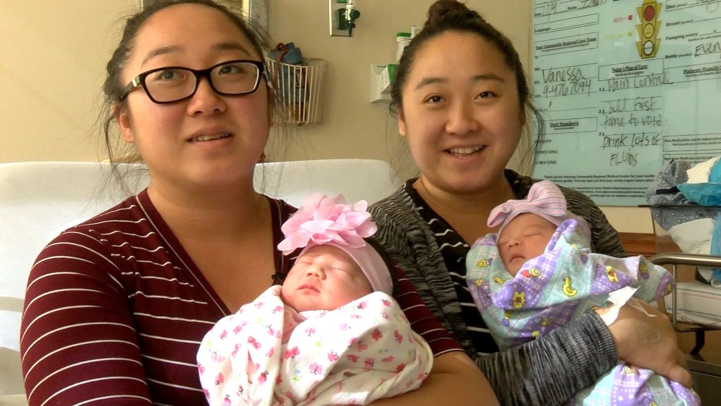 Twin sisters Bao Nhia Julia Yang and Bao Kou Julie Yang with their daughters.