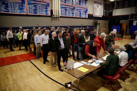 Voters line up in Doylestown, Pennsylvania.