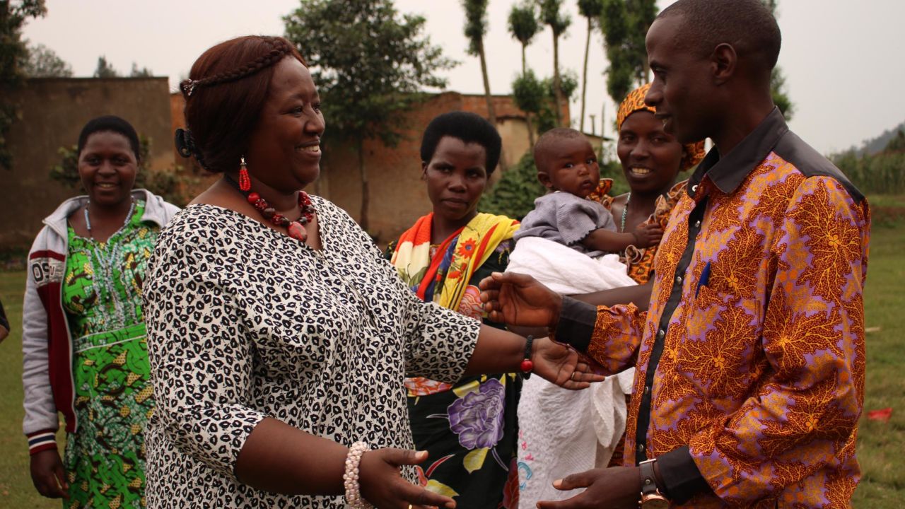 Dr. Agnes Bingwaho in Butaro, Rwanda, with community health workers in January.