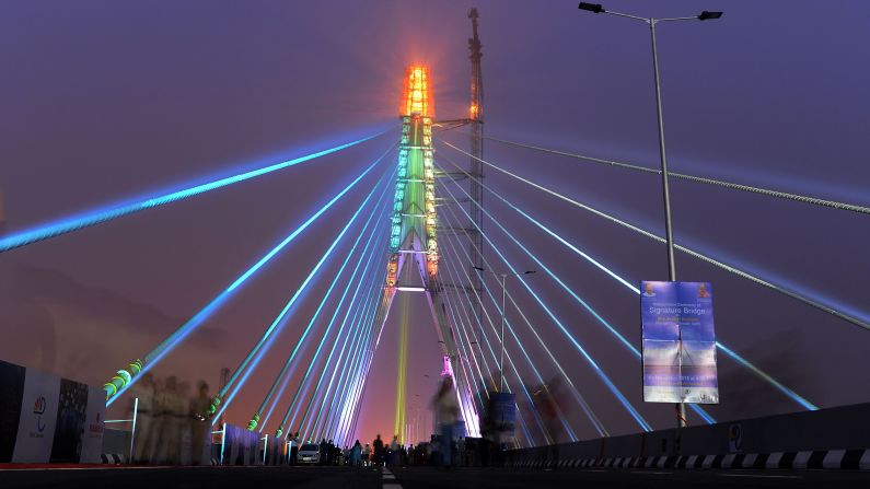 <strong>13. Delhi, India: </strong>One of the newest sights to greet the estimated 12.5 million visitors to Delhi this year will be the under-construction cable-stayed Signature Bridge.<br />
