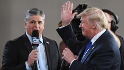 LAS VEGAS, NV - SEPTEMBER 20:  Fox News Channel and radio talk show host Sean Hannity (L) interviews U.S. President Donald Trump before a campaign rally at the Las Vegas Convention Center on September 20, 2018 in Las Vegas, Nevada. Trump is in town to support the re-election campaign for U.S. Sen. Dean Heller (R-NV) as well as Nevada Attorney General and Republican gubernatorial candidate Adam Laxalt and candidate for Nevada's 3rd House District Danny Tarkanian and 4th House District Cresent Hardy.