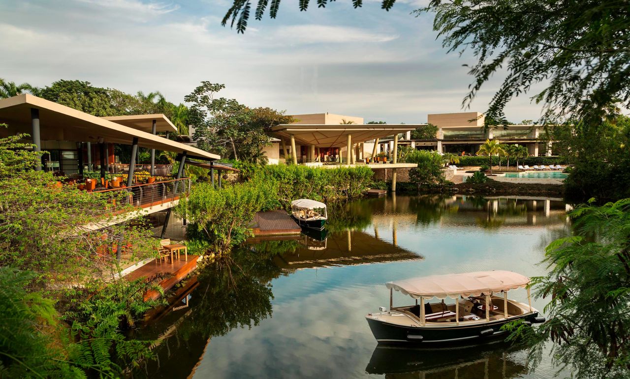 Rosewood Mayakoba and the other resorts are connected by a network of canals and lagoons.