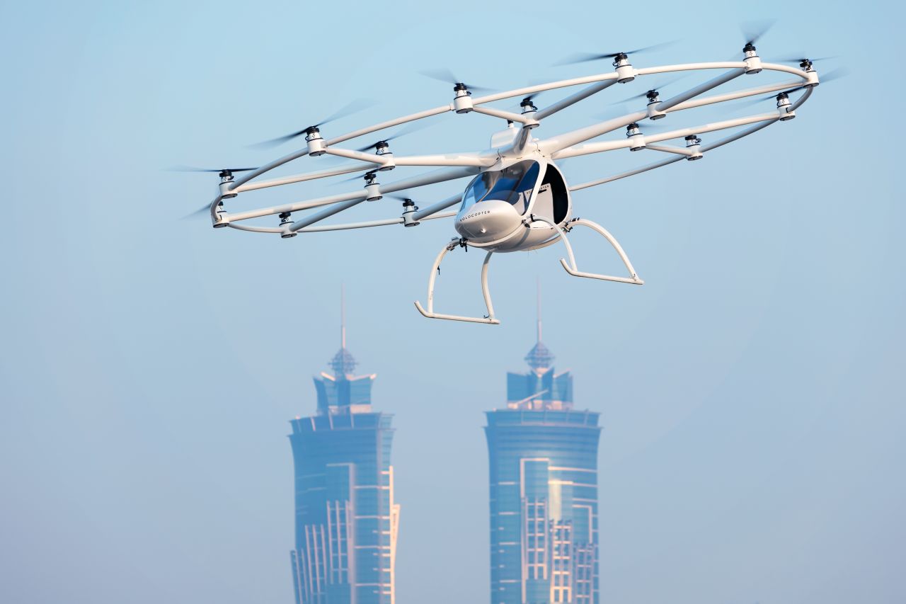 German company Volocopter trialled its 18-rotor eVTOL aircraft in an unmanned flight in Dubai, in September 2017, reaching heights of nearly 200 feet. Since then Volocopter has announced further test flights in Singapore for 2019.