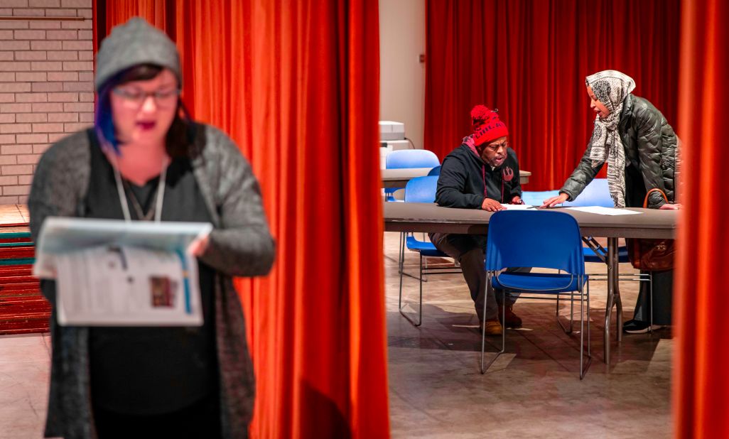 Voters cast ballots at a polling station in Minneapolis.