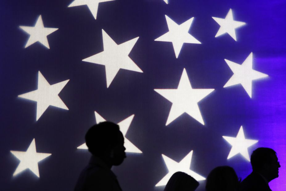 Democratic volunteers and supporters start to arrive to a watch party at the Hyatt Regency Hotel in Washington.