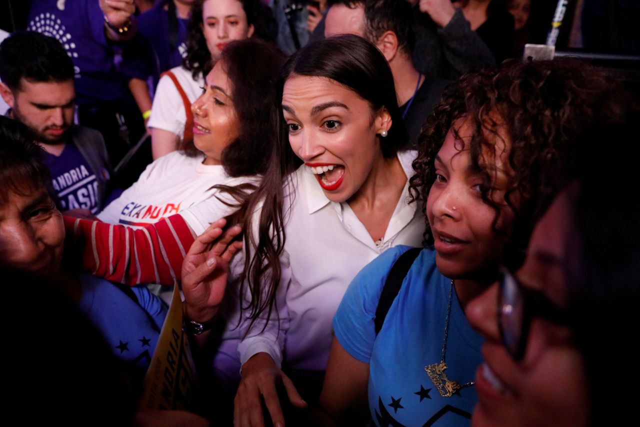 Democratic congressional candidate Alexandria Ocasio-Cortez greets supporters at her election-night party in New York. At 29, she is <a href="https://www.cnn.com/2018/11/06/politics/ocasio-cortez-youngest-woman-ever/index.html" target="_blank">the youngest woman to be elected to Congress. </a>