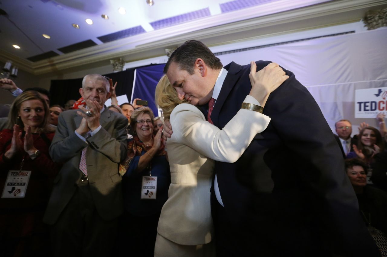 US Sen. Ted Cruz is embraced by his wife, Heidi, at his election-night party in Houston. The Republican <a href="https://www.cnn.com/2018/11/06/politics/texas-senate-ted-cruz/index.html" target="_blank">defeated his Democratic challenger,</a> Beto O'Rourke, CNN projects.